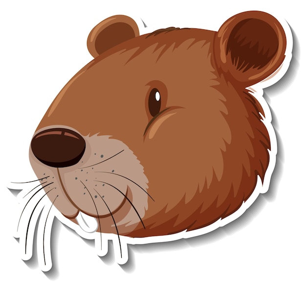 Head of Beaver animal cartoon sticker