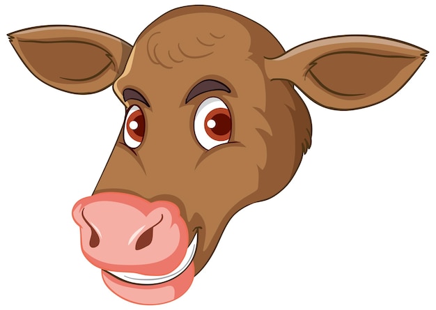 Free Vector head of brown cow cartoon character