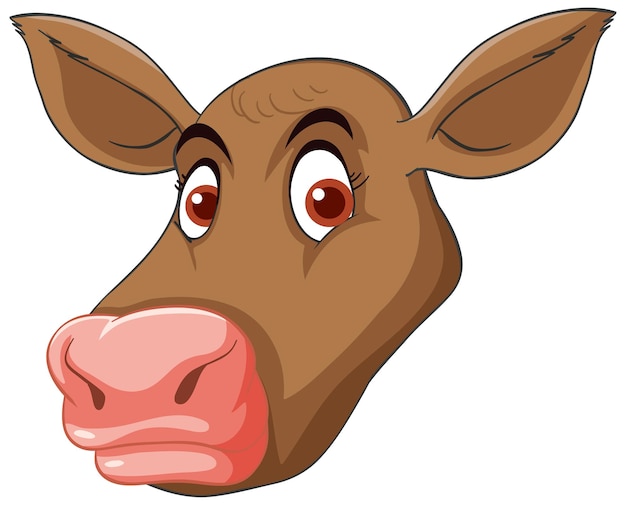 Free vector head of brown cow cartoon character