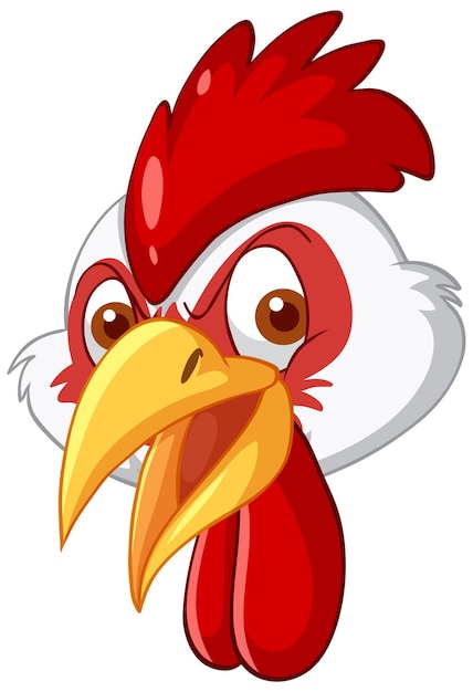 Free vector a head of chicken in cartoon style