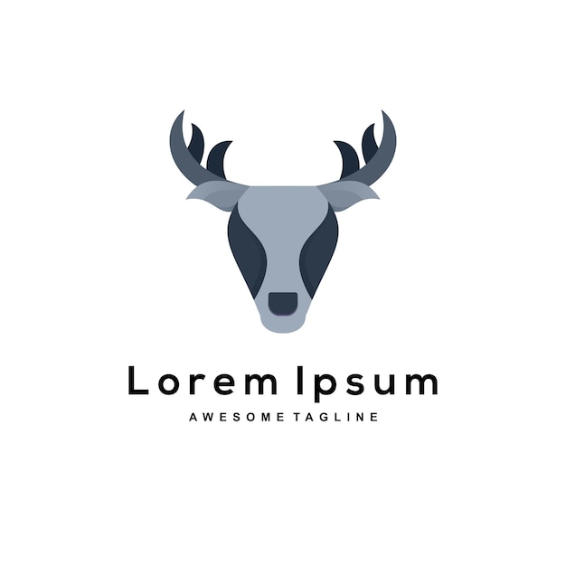 Free vector head deer gradient logo design color