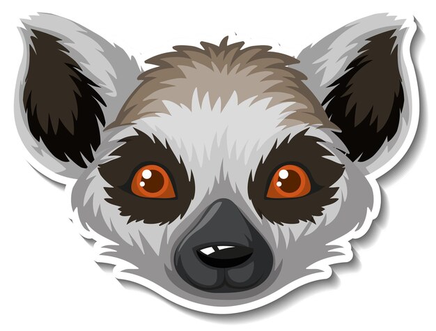 Head of Lemur animal cartoon sticker