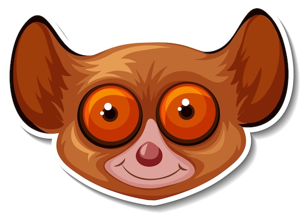 Free Vector head of mouse lemur animal cartoon sticker