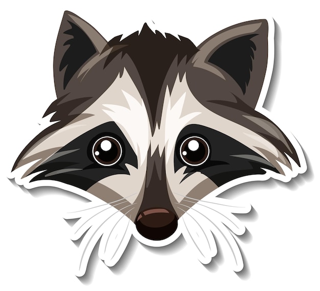 Free vector head of raccoon animal cartoon sticker