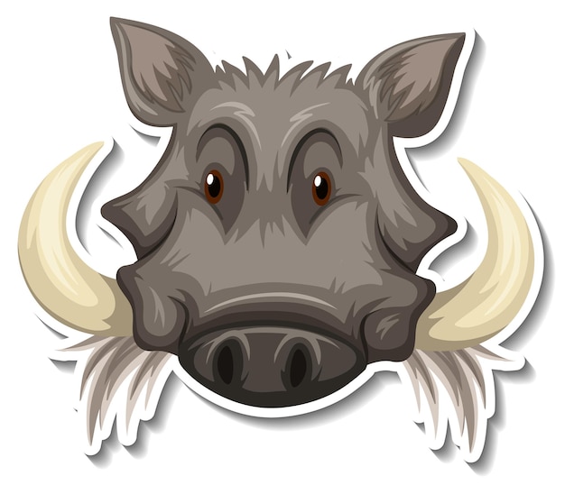 Free Vector head of wild boar animal cartoon sticker