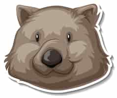 Free vector head of wombat animal cartoon sticker