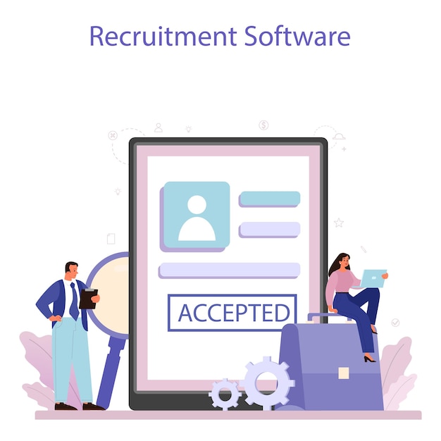 Headhunting online service or platform Idea of business recruitment and human resources management Recruitment software Flat vector illustration