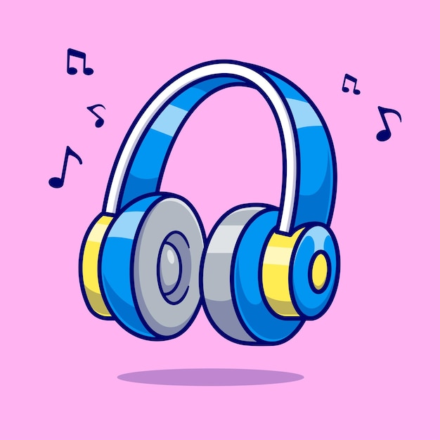 Free Vector headphone with music notes cartoon vector icon illustration music technology icon concept isolated