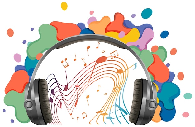 Free vector headphone with music notes rainbow colourful on white background