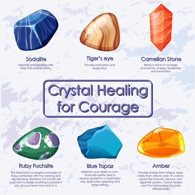 Free vector healing crystals for courage collection