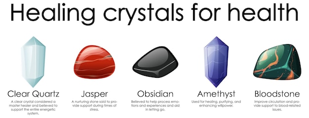 Free Vector healing crystals for health collection