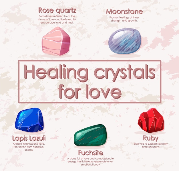 Free Vector healing crystals for love collection