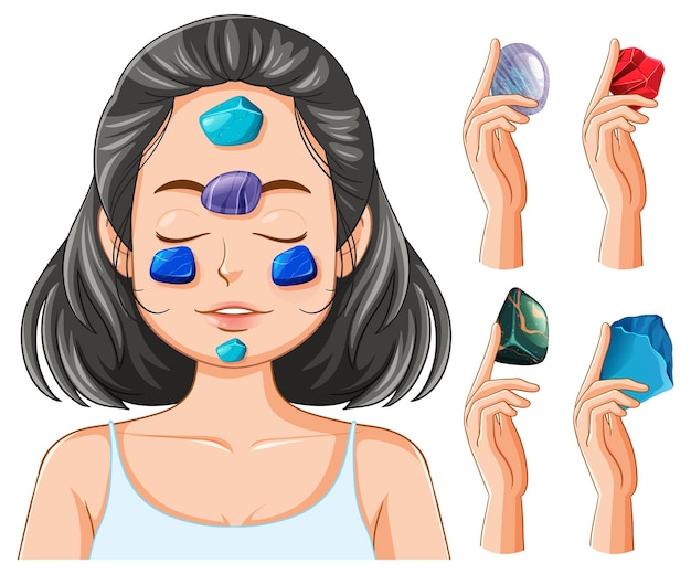 Free Vector healing crystals and stones collection