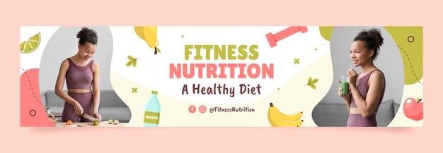 Health and fitness nutrition twitch banner template