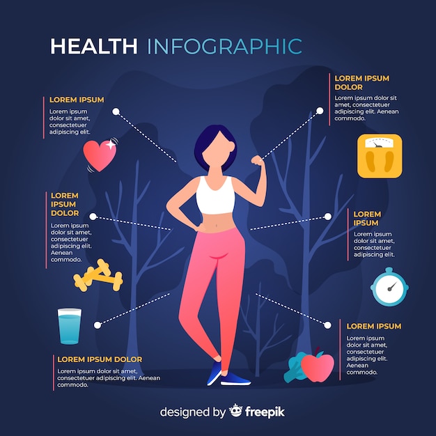 Health infographic template flat style