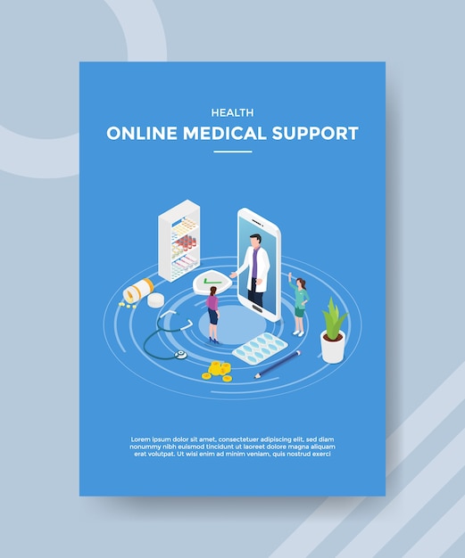 Free Vector health online medical support flyer template