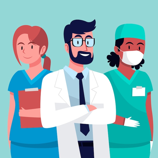 Free Vector health professional team illustrated