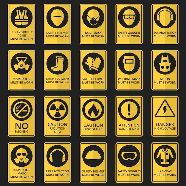 Free Vector health and safety signs. safety equipment must be worn.