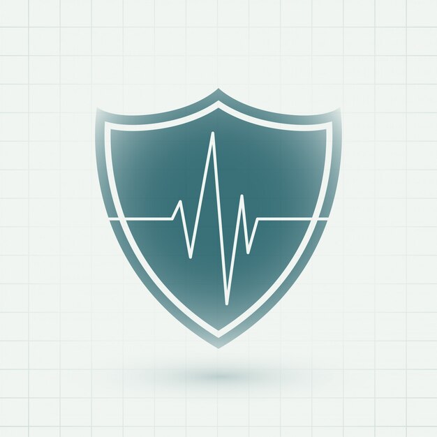 Healthcare medical shield with heartbeat lines symbol