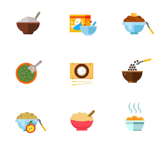 Healthy breakfast icon set