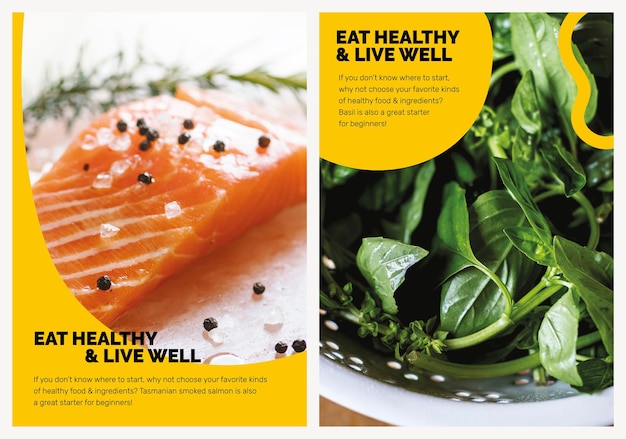 Free Vector healthy diet template marketing lifestyle poster collection