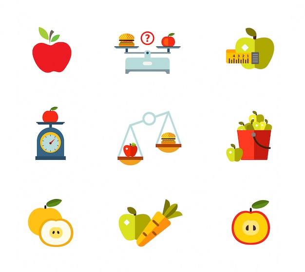 Healthy eating icon set