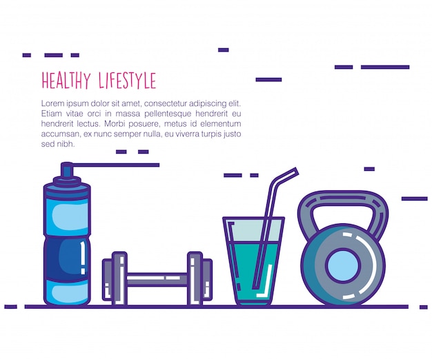 Healthy and fitness lifestyle set icons