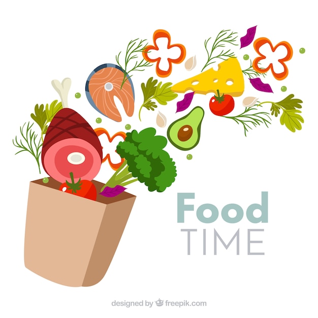 Free Vector healthy food background with flat design