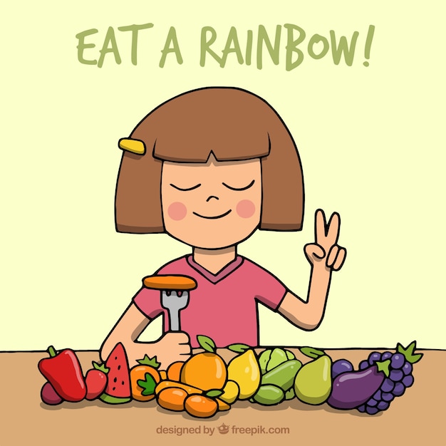 Healthy food background with hand drawn style