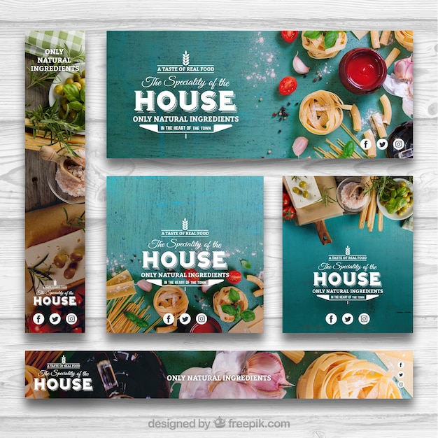 Free Vector healthy food banner set