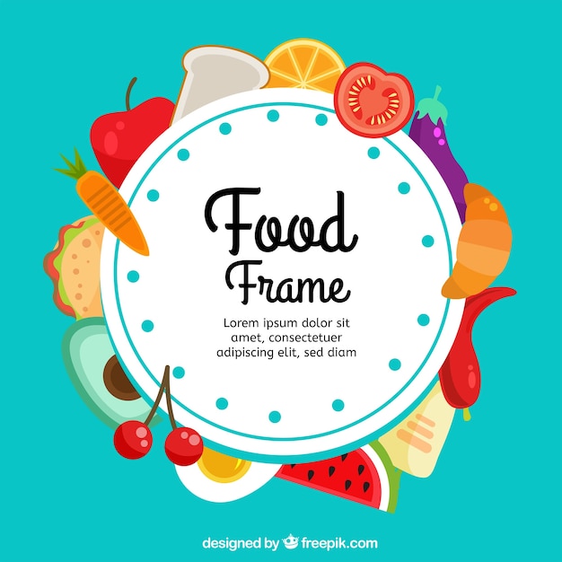 Free Vector healthy food frame with flat design