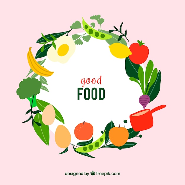 Free vector healthy food frame with flat design