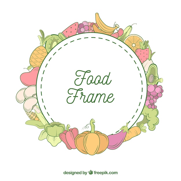 Healthy food frame with hand drawn style