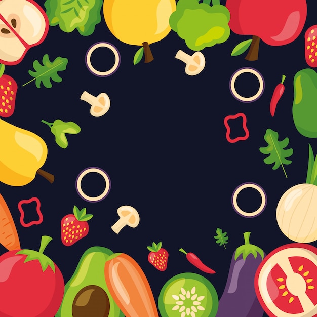 Free Vector healthy food fresh frame background