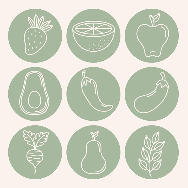 Healthy food icons