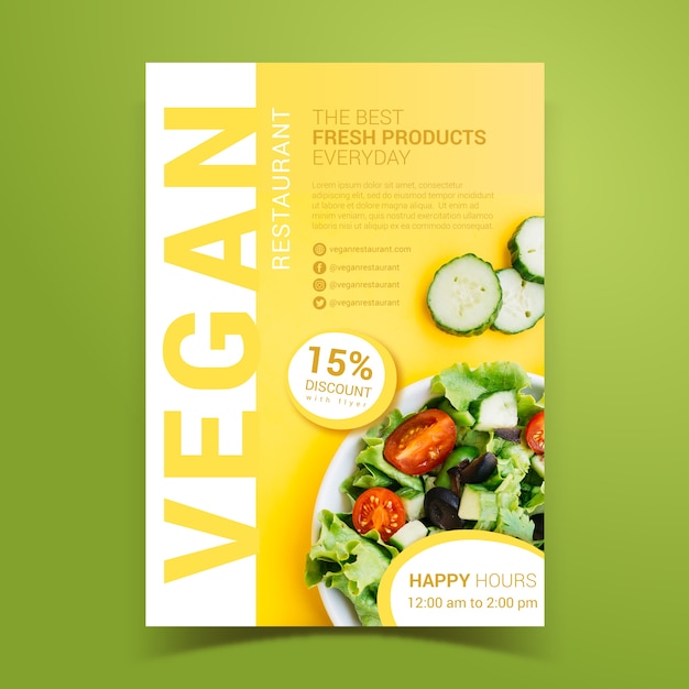 Healthy food restaurant flyer template with photo