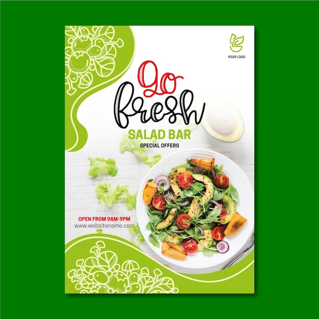 Healthy food restaurant flyer template