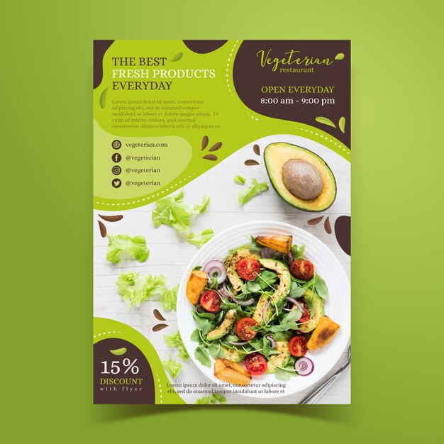 Healthy food restaurant menu template