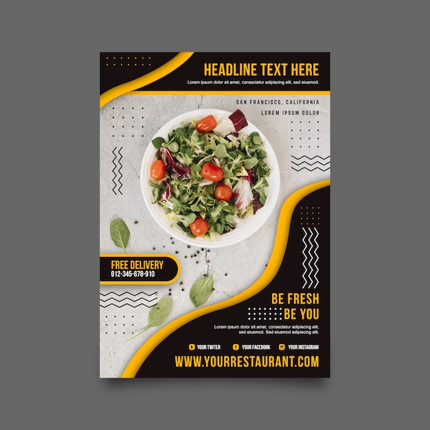 Free vector healthy food restaurant poster design