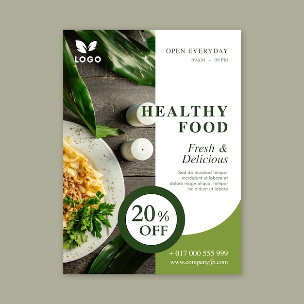 Healthy food restaurant poster template