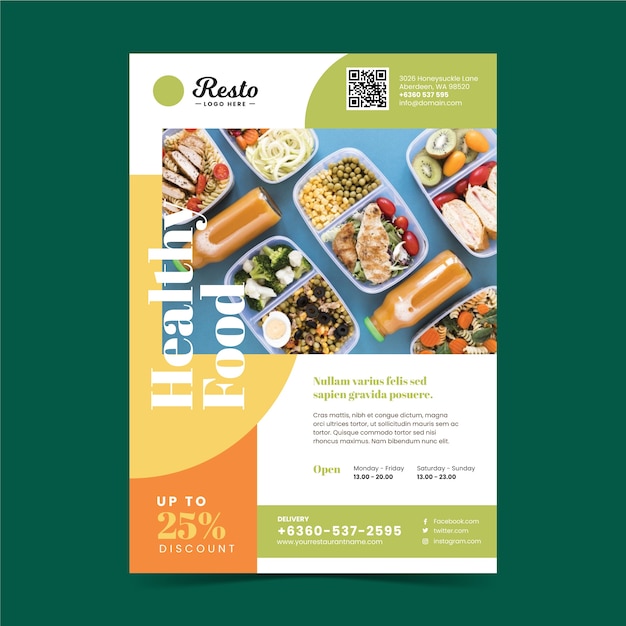 Healthy food restaurant poster template