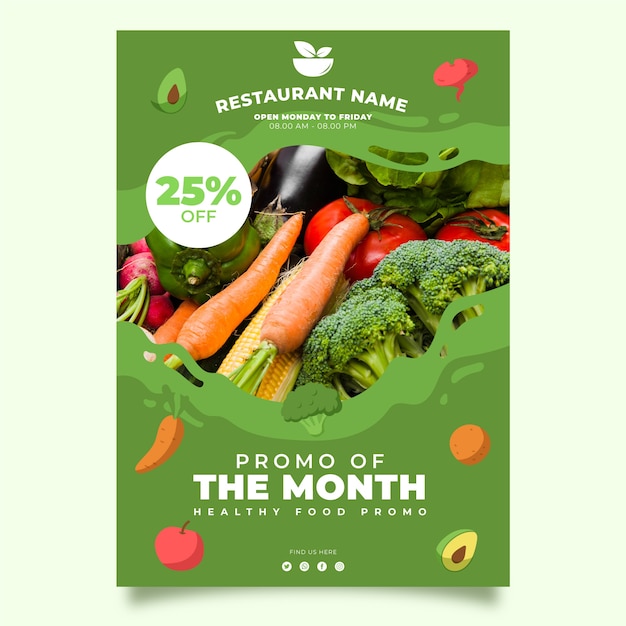 Healthy food restaurant poster template