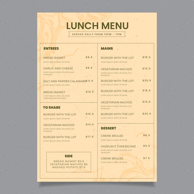 Healthy food retro restaurant menu template