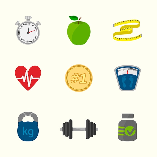 Healthy lifestyle icons collection