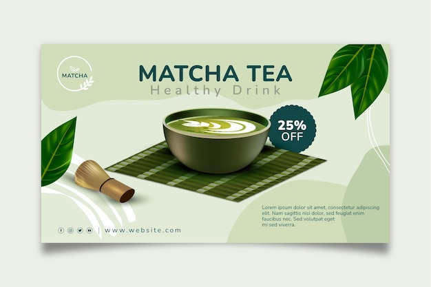 Healthy matcha tea banner template