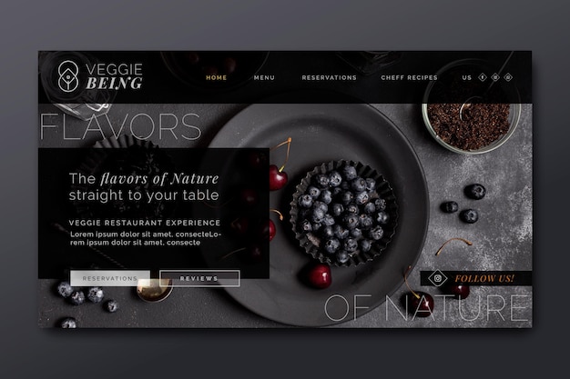 Healthy restaurant landing page template