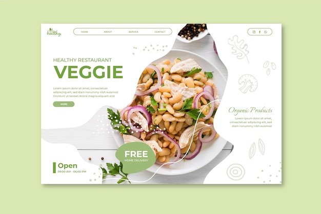 Healthy restaurant landing page template