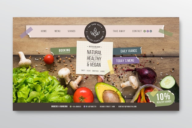 Free Vector healthy restaurant landing page