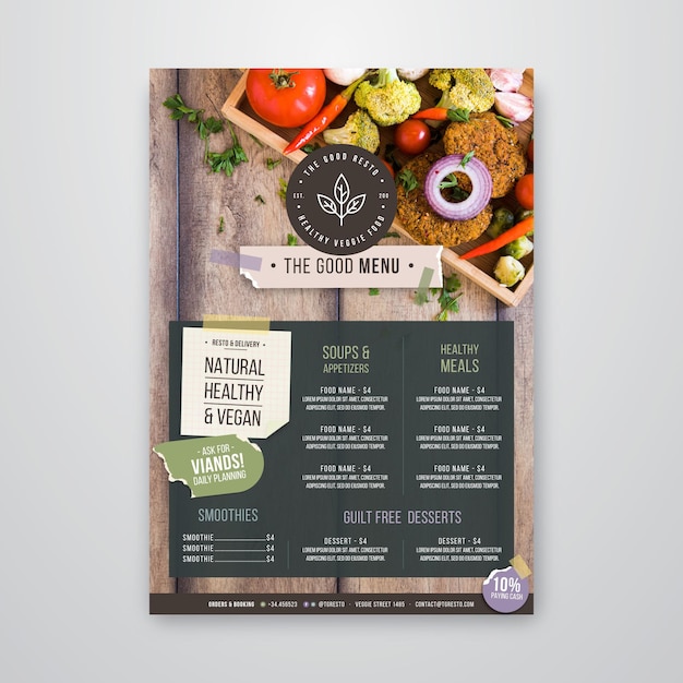 Healthy restaurant menu template