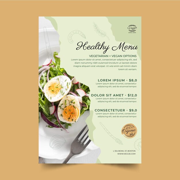 Healthy restaurant menu template